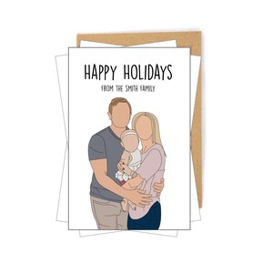 Holiday Postcard with photo, Family Holiday Postcard, Faceless Portrait Holiday Postcard, Custom Holiday Postcard, Personalized Postcard