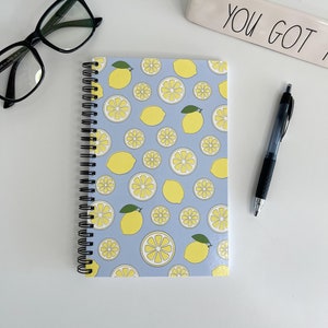 Notebook, lined notebooks, cute spiral notebook, journal, soft cover notebook, lemon lined notebook, writing notebook, teacher gift