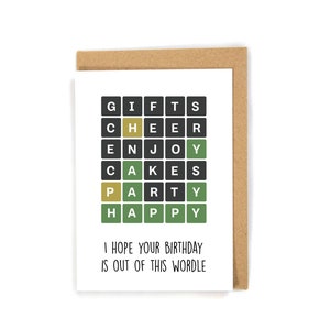 Wordle birthday card, trendy birthday card, cute birthday card, funny birthday card, pun birthday card, happy birthday card, Wordle card