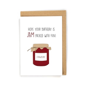Jam birthday card, cute birthday card, funny birthday card, happy birthday card, birthday card for jam lover, unique birthday card, jam