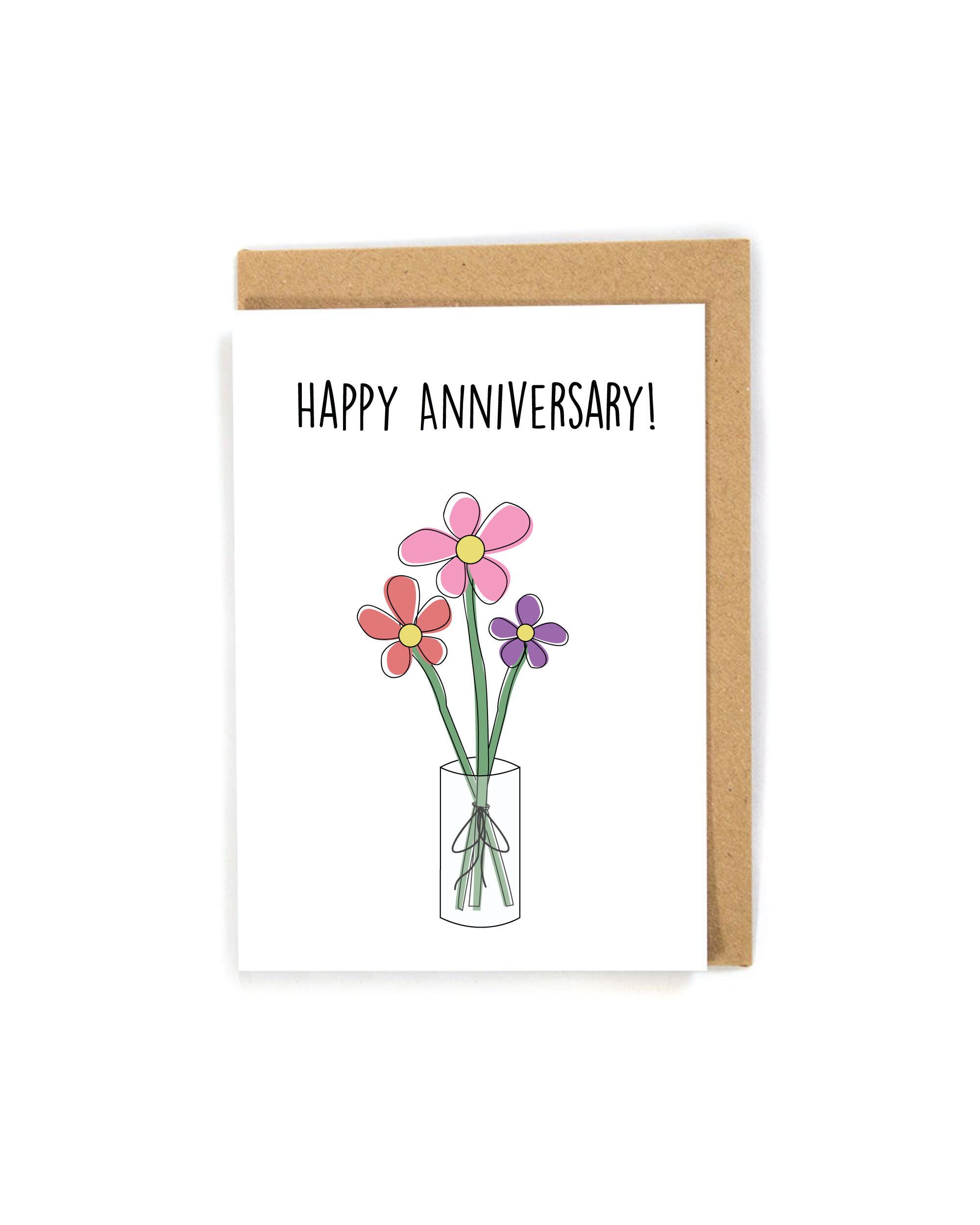 Simple Anniversary Card, Generic Anniversary Card, Flower