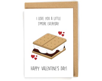 Smores Valentine's Day Card, Cute Valentine's Day Card, Funny Valentine's Day Card, Pun Valentine's Day Card, Happy Valentine's Day Card