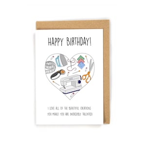 Sewing Birthday Card, Birthday Card for Quilter, Happy Birthday Card, Birthday card for crafty person; Custom