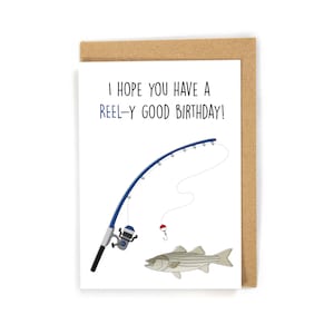 fishing birthday card, birthday card for him, birthday card for fisher, fishing greeting card, outdoorsman birthday card, custom