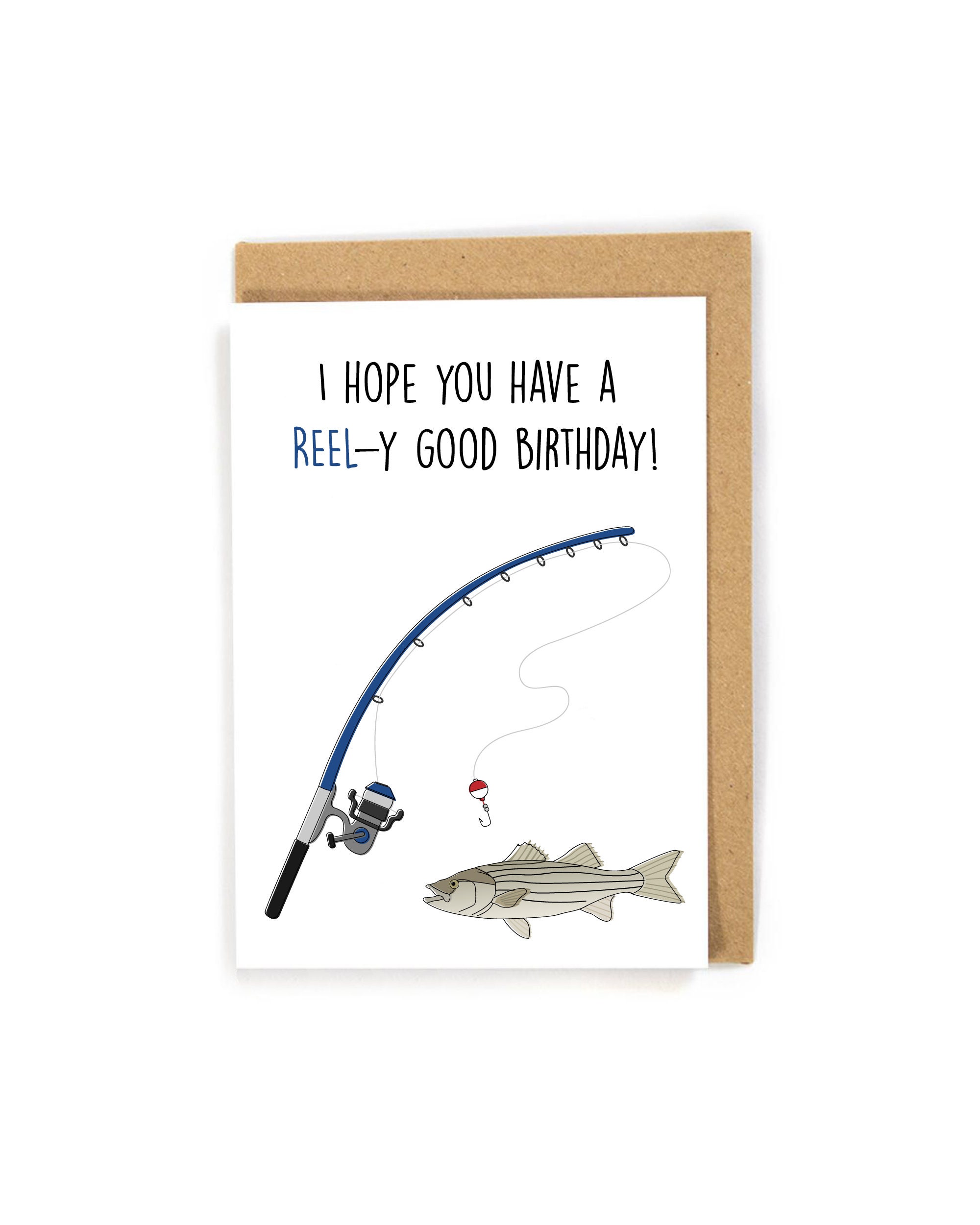 Fishing Birthday Card, Birthday Card for Him, Birthday Card for Fisher,  Fishing Greeting Card, Outdoorsman Birthday Card, Custom 