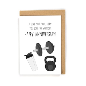 Workout anniversary card, Anniversary card for boyfriend/husband, Fitness Couple anniversary card, Workout Partners anniversary card, gym