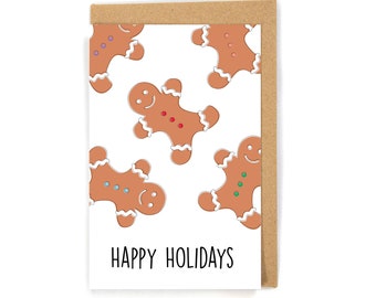 Gingerbread man holiday card, cute holiday card, happy holiday card, family holiday card, holiday card, holiday gingerbread card