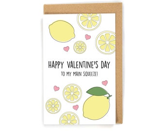 Lemon Valentine's Day Card, Cute Valentine's Day Card, Funny Valentine's Day Card, Happy Valentine's Day Card, Tea Lover Valentines Day Card