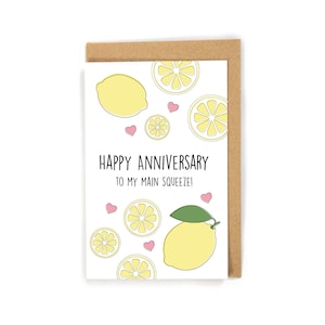 Lemon Anniversary Card, Cute Anniversary Card, Funny Anniversary Card, Happy Anniversary Card, To my main squeeze Anniversary Card