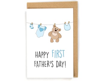 Funny 1st Father's Day card, Happy 1st fathers day card, Father's Day card from newborn/infant/toddler, Father's Day Card for New Dad