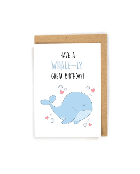 Whale Birthday Card Cute Birthday Card Funny Birthday Card | Etsy