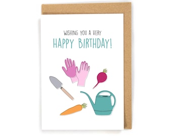 Tarjeta de cumpleaños de jardinería, tarjeta de cumpleaños de granjero, tarjeta de cumpleaños al aire libre, linda tarjeta de cumpleaños, tarjeta de cumpleaños para mamá/abuela/amiga/amante de las plantas