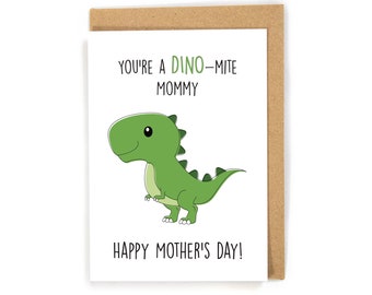 Mother's Day card from kid/toddler/baby/kids, Dinosaur mother's day card, cute mothers day card, kid mother's day card, Happy mother's day