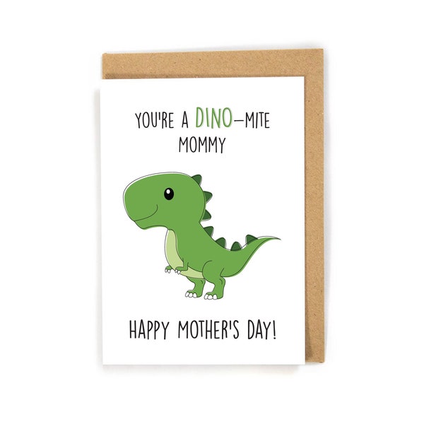 Mother's Day card from kid/toddler/baby/kids, Dinosaur mother's day card, cute mothers day card, kid mother's day card, Happy mother's day