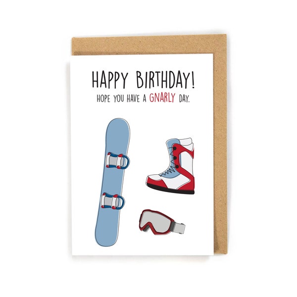 Snowboarding birthday card, winter birthday card, snowboard birthday card, cute birthday card, birthday card for him/her, snowboarder card