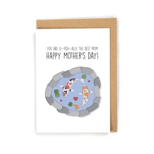 Koi fish mothers day card, cute mothers day card, fish mothers day card, koi pond mothers day card, mothers day card for fish lover