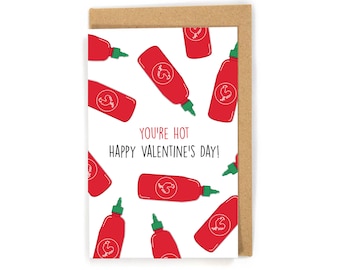 Hot sauce Valentine's Day Card, Spicy Valentine's Day Card, Valentine's Day Card for him, Funny Valentine's Day Card, Hot sauce lover card