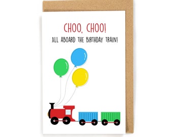 Train Birthday Card, Birthday Card for kid, Kid birthday card, kids train birthday card, first birthday card, birthday card for boy, trains