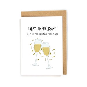 Cute Anniversary Card for spouse, Cheers Anniversary Card, Happy Anniversary Card, Loving Anniversary Card, I love you Anniversary Card
