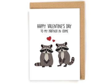 Raccoon Valentine's Day card, funny Valentine's Day card, cute Raccoon Valentine's Day card, cute raccoon lover valentines day card