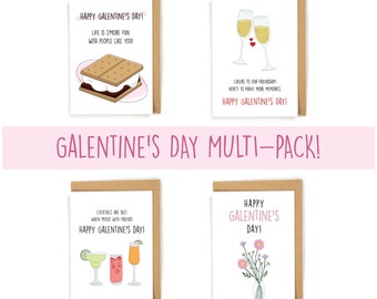 Pack of Galentine's Day card, cute Galentine's Day cards, Galentine's Day card set, set of cards for friends, Galentines day gift