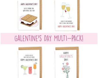 Pack of Galentine's Day card, cute Galentine's Day cards, Galentine's Day card set, set of cards for friends, Galentines day gift