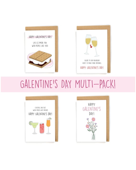 Pack of Galentine's Day card, cute Galentine's Day cards, Galentine's Day card set, set of cards for friends, Galentines day gift