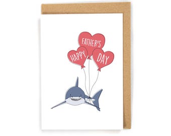 Shark fathers day card, fathers day card for shark lover, nautical fathers day card, cute fathers day card for dad, pun fathers days card