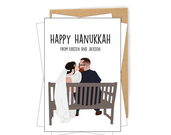 Happy Hanukkah postcard with photo, Hanukkah Postcard, Family Hanukkah Postcard, Faceless Hanukkah Postcard, Personalized Hanukkah Postcard