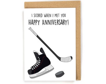 Hockey Anniversary Card, Anniversary Card for Hockey Player, Cute Anniversary Card, Funny Anniversary Card, Sports Anniversary Card; custom