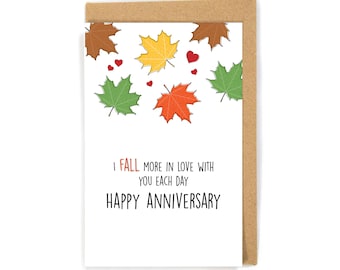 Fall anniversary card, I'm falling for you anniversary card, happy anniversary card, anniversary card, cute anniversary card