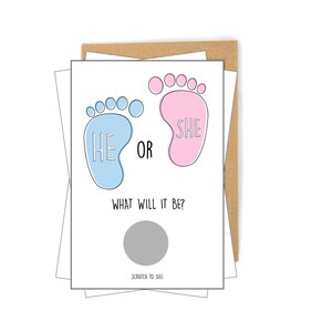 Gender reveal scratch off, baby gender card, baby shower game, he or she gender reveal party game, gender reveal for grandparents/friend