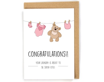 Cute baby shower card, New baby card, baby card for new parents, for baby girl, for baby boy, pregnancy card, new arrival card; custom