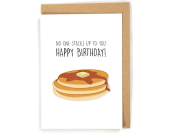 Funny Birthday card, pancake birthday card, cute birthday card, pun pancake birthday card, pancake greeting card, simple birthday card