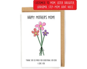 Simple Mother's Day Card, Mother's Day Card, Happy Mother's Day Card, Bouquet of Flowers Card, Card for mom/step mom, Cute Mothers Day Card