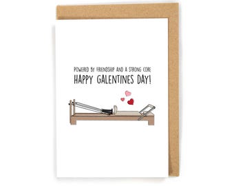 Cute Pilates Galentine's Day Card, Happy Galentine's Day Card, Valentine's Day Card for Friend, Pilates Valentines Day Card, Pilates Card