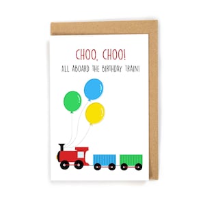 Train Birthday Card, Birthday Card for kid, Kid birthday card, kids train birthday card, first birthday card, birthday card for boy, trains image 1