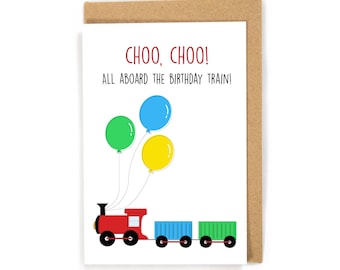 Train Birthday Card, Birthday Card for kid, Kid birthday card, kids train birthday card, first birthday card, birthday card for boy, trains