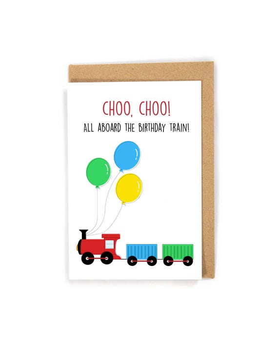 Train Birthday Card, Birthday Card for kid, Kid birthday card, kids train birthday card, first birthday card, birthday card for boy, trains