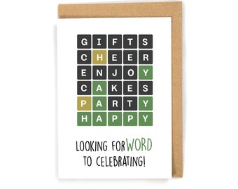 Wordle birthday card, trendy birthday card, cute birthday card, funny birthday card, pun birthday card, happy birthday card, Wordle card