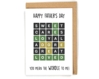 Carte Wordle pour la fête des pères, carte tendance pour la fête des pères, jolie carte pour la fête des pères, carte d'anniversaire drôle, carte de jeu de mots pour la fête des pères, bonne fête des pères