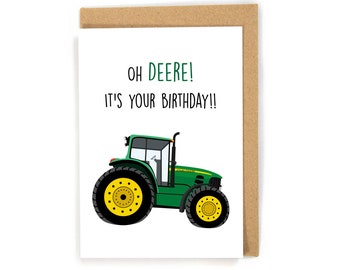 John Deere Tractor Birthday Card, Adult Tractor birthday card, Funny birthday card, farmer birthday card, puny birthday card