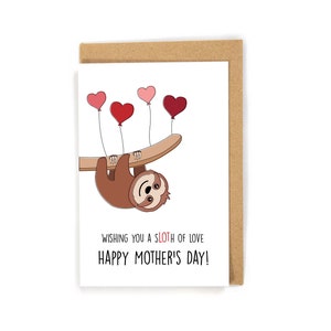 Mother's Day Card, Sloth Mother's Day Card, Mother's Day Card from Kids/Daughter/Son, Funny Mother's Day Card, Cute Mother's Day Card, Pun