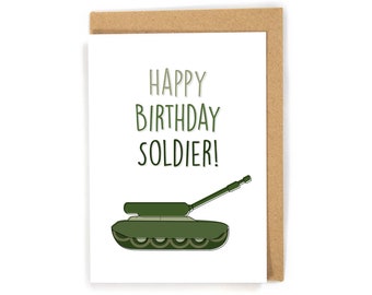 Army Birthday Card, Soldier Birthday Card, Military Birthday Card, Birthday Card for Army Tank Driver, Birthday Card for Army Soldier