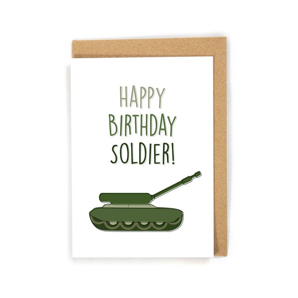 Army Birthday Card, Soldier Birthday Card, Military Birthday Card, Birthday Card for Army Tank Driver, Birthday Card for Army Soldier