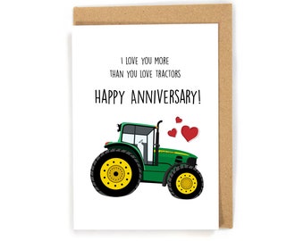 Anniversary Card, Tractor Anniversary Card, Happy Anniversary Card, Cute Anniversary Card, Anniversary Card for him/husband/boyfriend