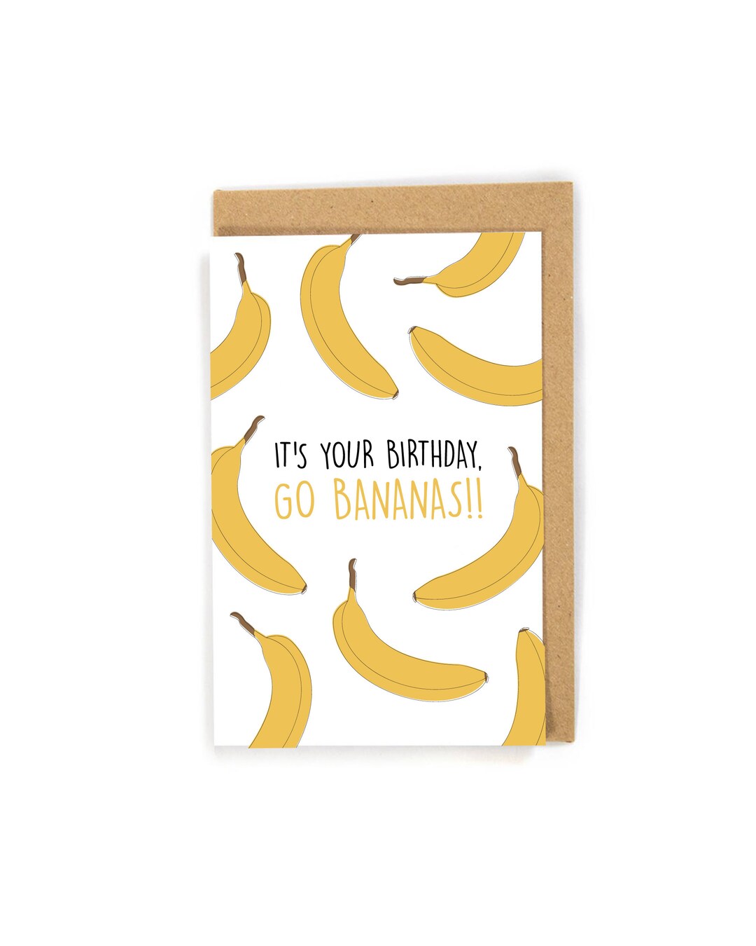 Cute Birthday Card Go Bananas Birthday Card Funny Banana Etsy