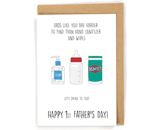 Funny 1st Father's Day card, Happy 1st fathers day card, Father's Day card from newborn/infant/toddler, Father's Day Card for New Dad