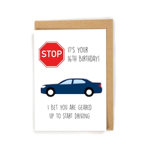 16th Birthday Card, Birthday card for new driver, 16th birthday card driving, sweet 16 birthday card, happy birthday card, Car birthday card