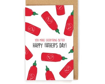 Hot sauce fathers day card, Funny fathers day Card, Hot sauce lover card, pun fathers day card, happy fathers day card, fathers day card